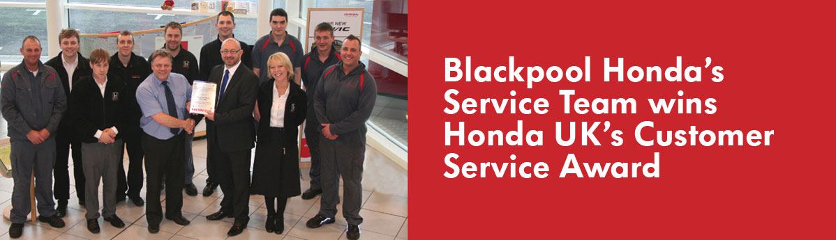 Blackpool Honda service CSI award