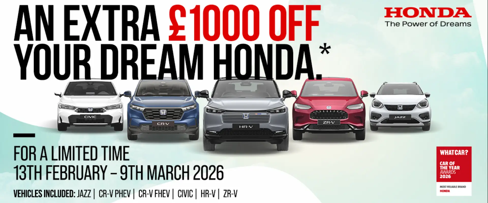 An Extra £1000 off your dream Honda