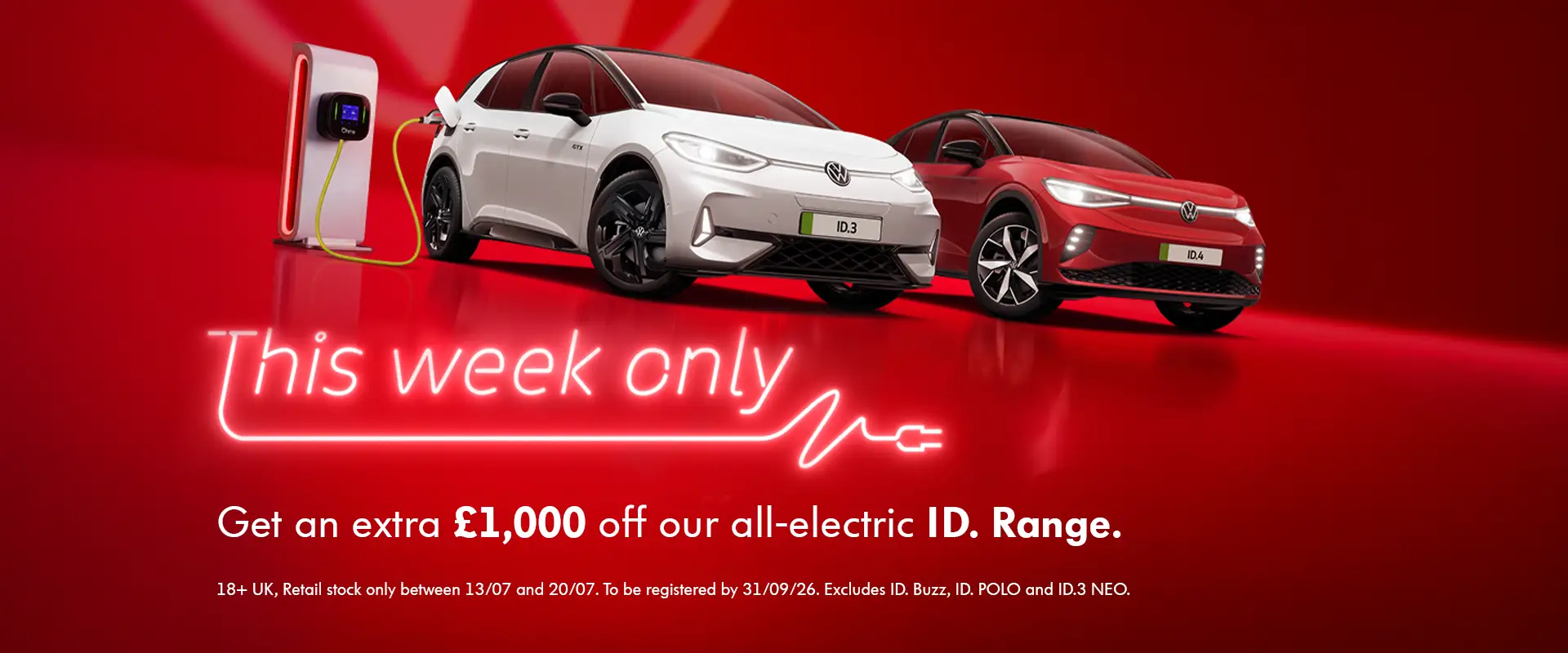 £1,000 Off Volkswagen Electric Car Range